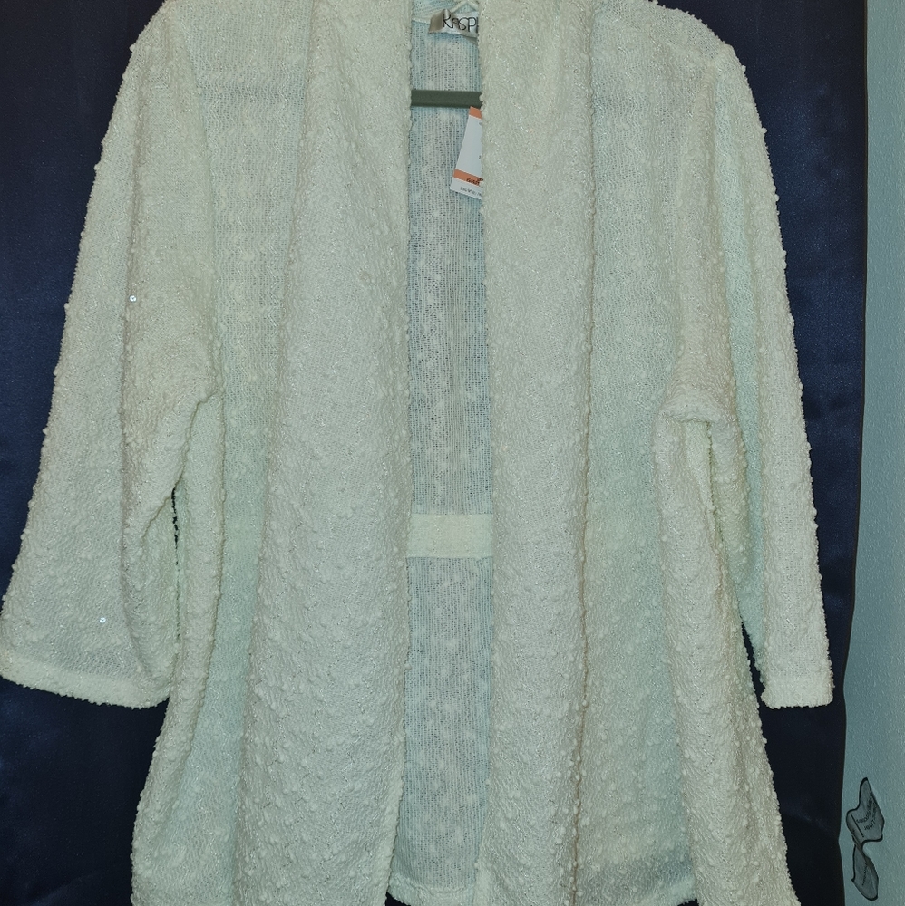 Kasper cream sz 3x sequin cardigan
